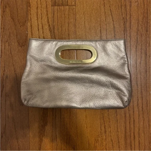 Michael Kors Metallic Gold Leather Clutch – Cutout Handle